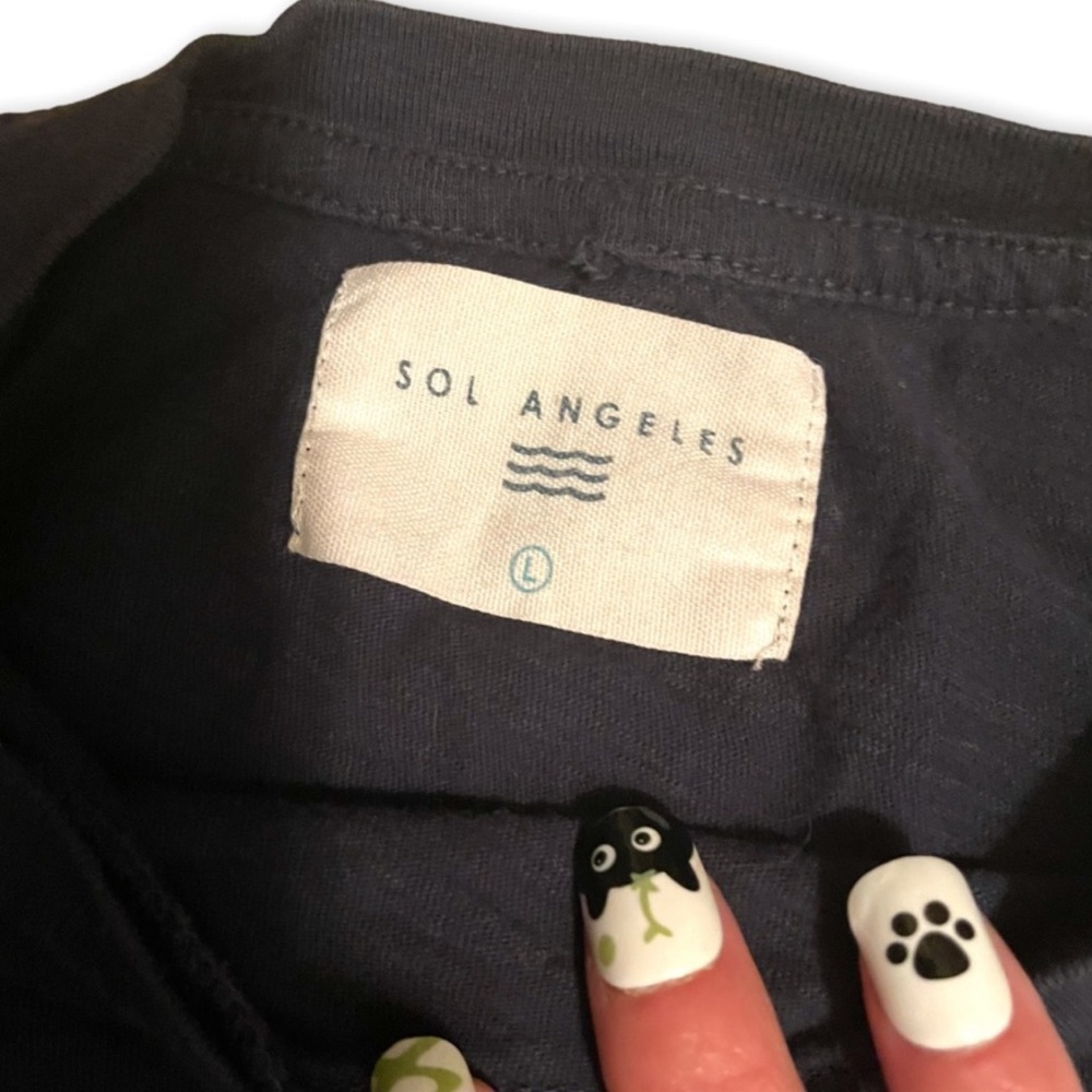 SOL ANGELES NAVY BLUE MOJITOS ROLLED COTTON TEE SIZE: LARGE - Picture 7 of 9
